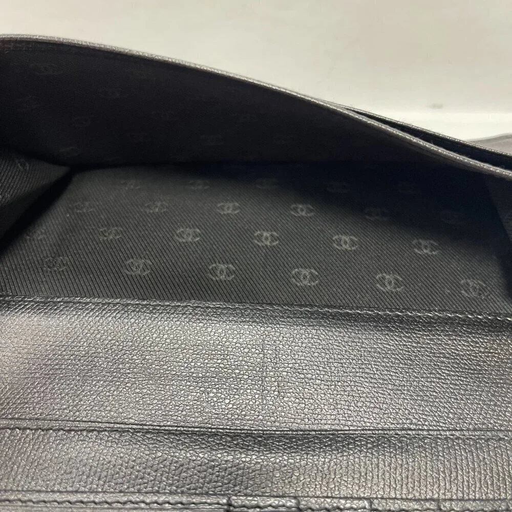 Chanel Series 10 Grained Calfskin CC Button Long Wallet - Black - Preowned
